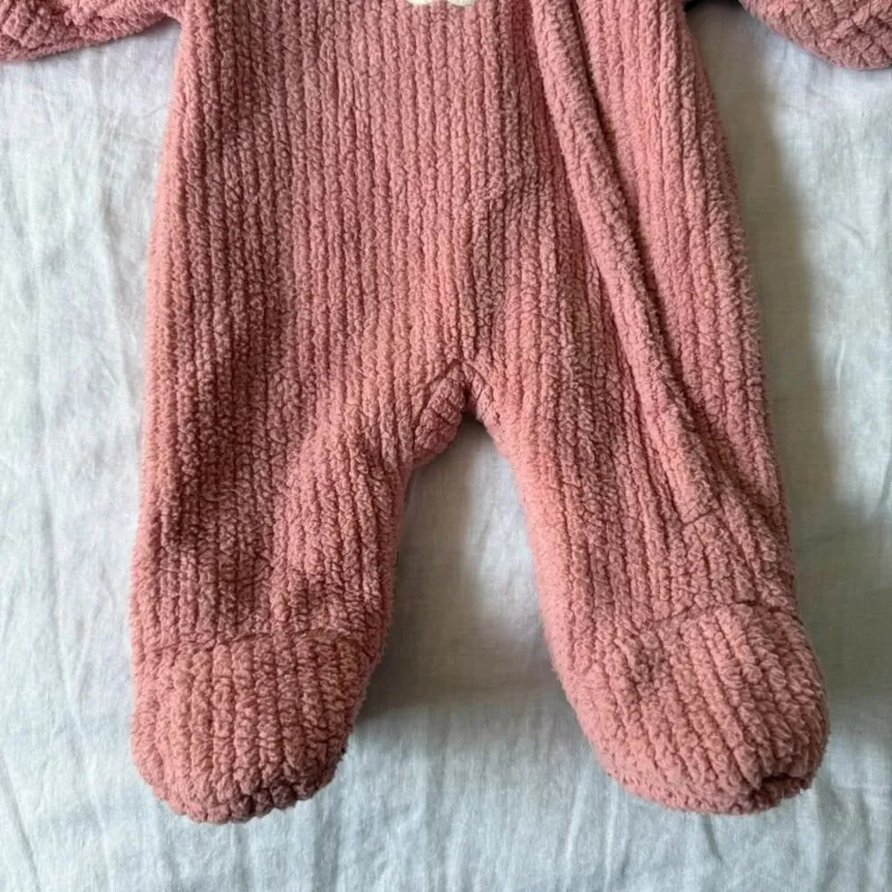 Rothschild Bunting Snowsuit Pink Ribbed Fleece Size 3-6m